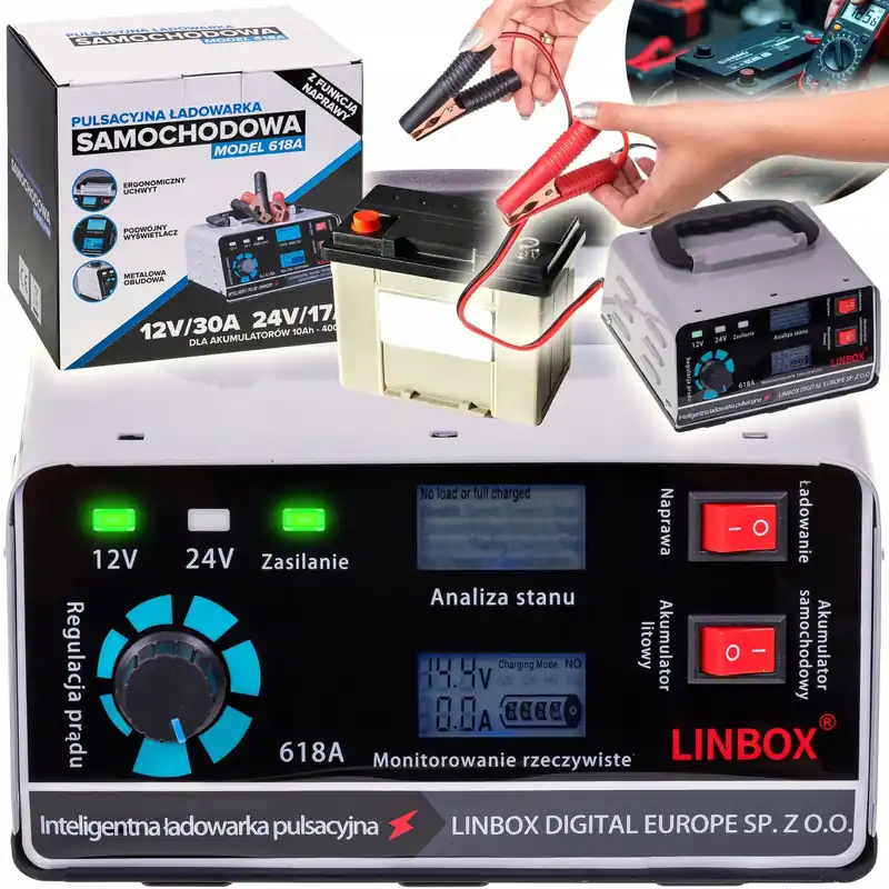 PROSTOWNIK SAMOCHODOWY DO AKUMULATORÓW 24V 12V 30A Niska cena