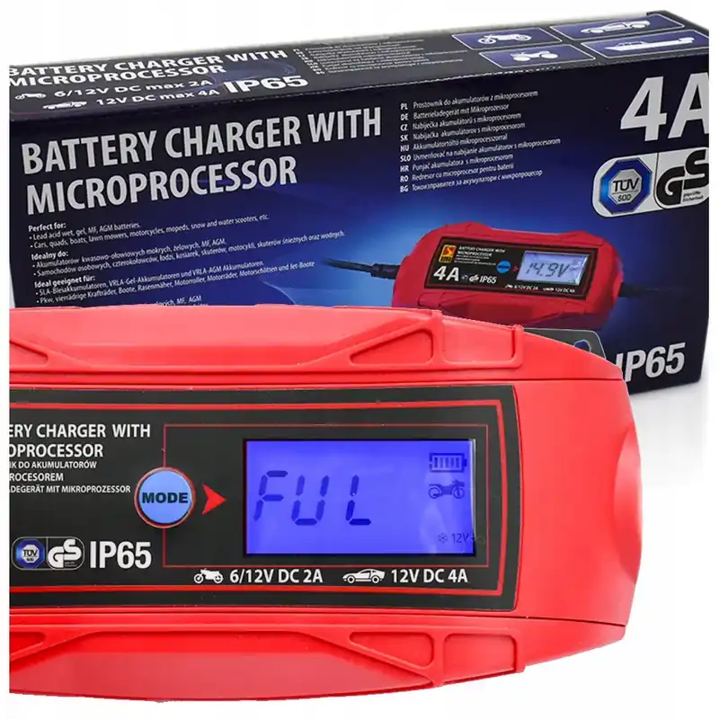 Zamów teraz ŁADOWARKA PROSTOWNIK AUTOMATYCZNY DO AKUMULATORA 6V 12V 4A SENA LCD