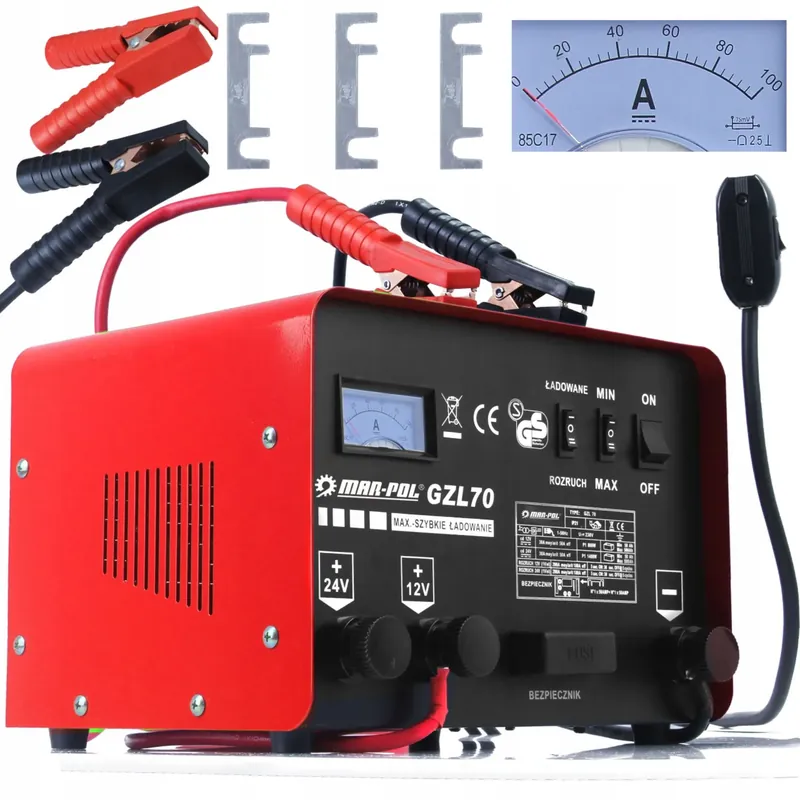 PROSTOWNIK SAMOCHODOWY DO AKUMULATORÓW 12v / 24v GZL-70 200A Z PILOTEM Nowość
