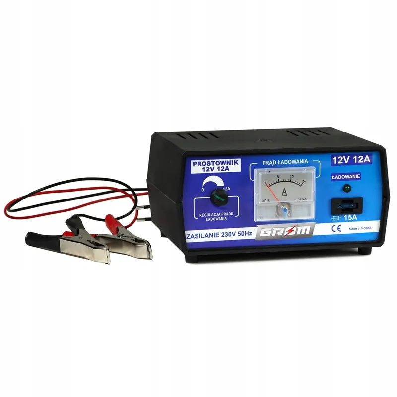 Oryginalny Prostownik z regulacją ładowania GROM 12V 12A