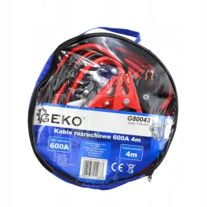 Rabat KABLE PRZEWODY ROZRUCHOWE 600A DŁUGOŚĆ 4 M WYGODNY POKROWIEC OCHRONNY