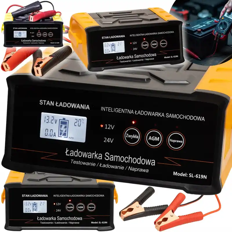 Oryginalny PROSTOWNIK SAMOCHODOWY DO AKUMULATORÓW 24V 12V 25A AGM START-STOP