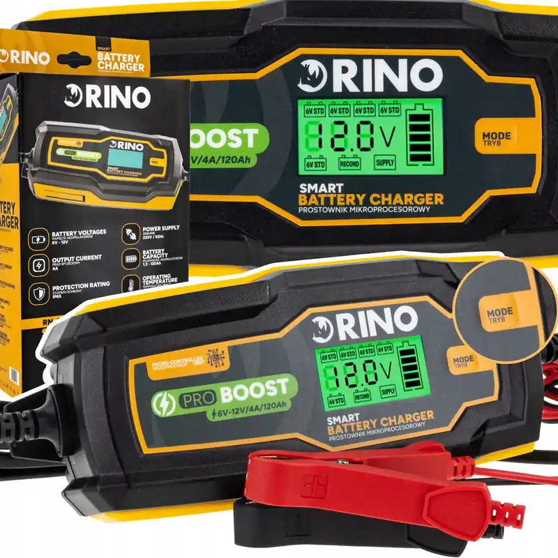 PROSTOWNIK DO AKUMULATORÓW MIKROPROCESOROWY AUTOMATYCZNY 6V 12V RINO 120AH Tylko dziś