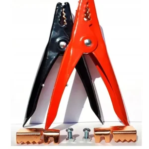 Popularny KLEMY KROKODYLKI ŻABKI ZACISK AKUMULATORA DO KABLI KOMPLET CZERWONE CZARNE