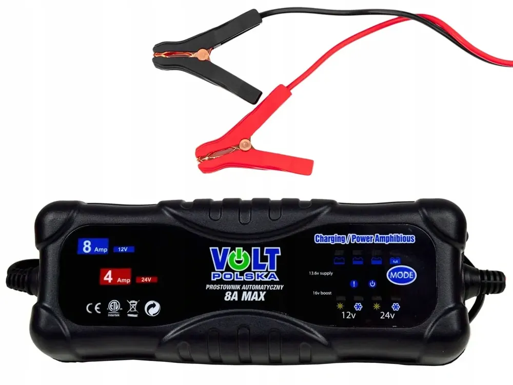 Ekspresowa dostawa PROSTOWNIK AKUMULATOROWY MIKROPROCESOR 12V 24V VOLT POLSKA 8A LED AGM GEL