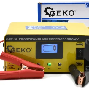 GEKO Prostownik mikroprocesorowy LCD 6/12V 15A G80036 Wysoka jakość