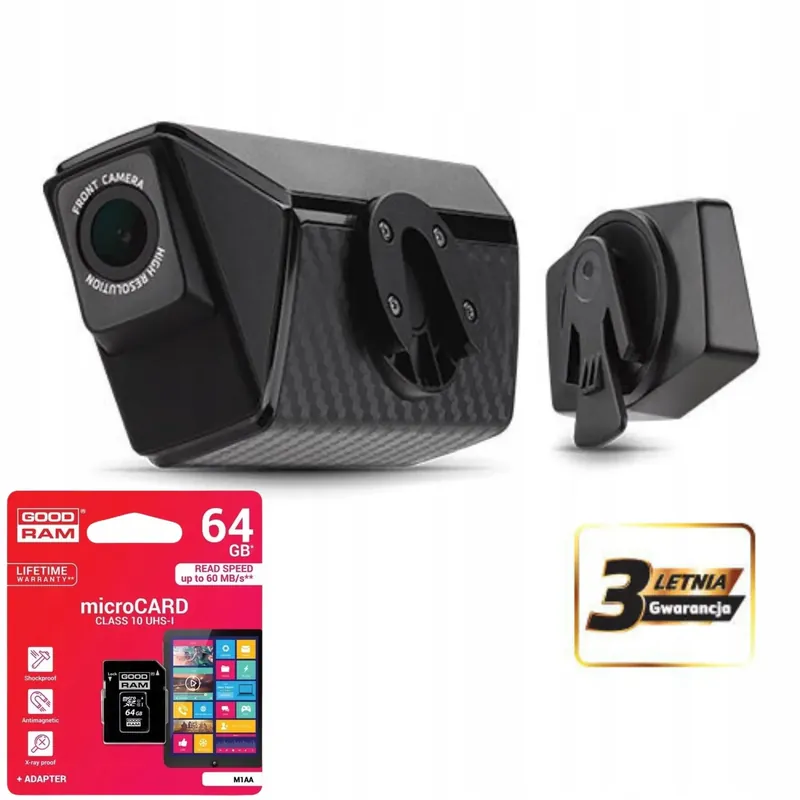 Autentyczny Wideorejestrator motocyklowy MIO MiVue MP30 Dual przód i tył + karta 64 GB