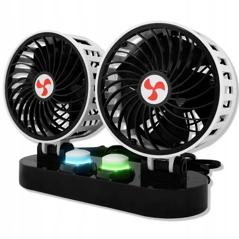 Autentyczny 2 x MOCNY WENTYLATOR SAMOCHODOWY DO AUTA PODWÓJNY 24V i 12V