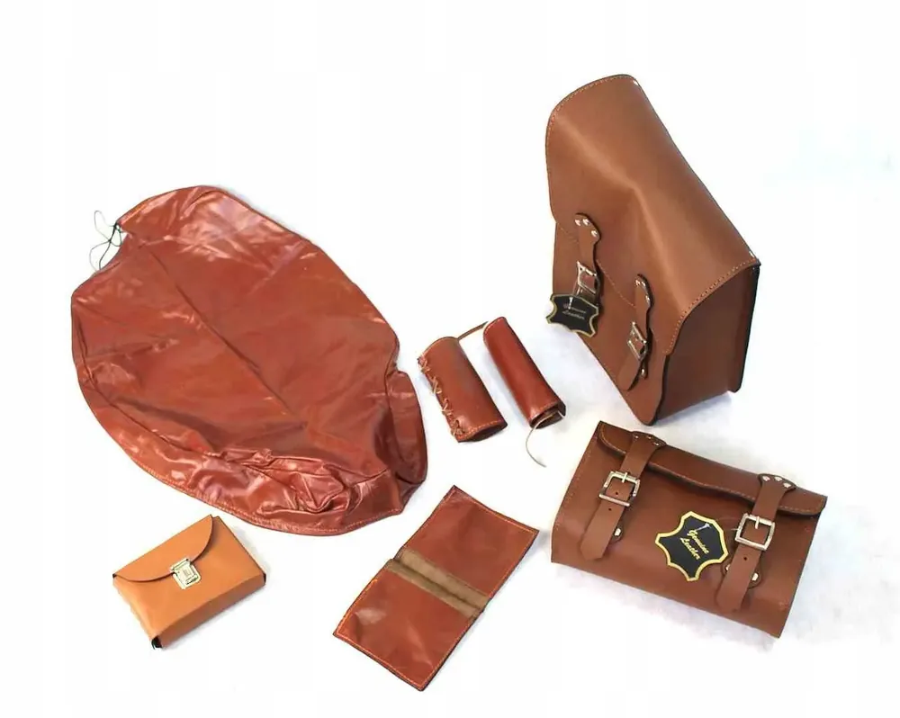 Pokrowiec Manetek Skóra Naturalna Czarny SAKWA ROLKA do Motocykla Promocja