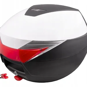 Nowy Kufer Moretti 30l Biały czerwony odblask skuter motocykl ZIPP Baotian Wysoka jakość