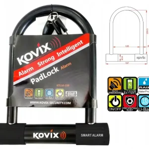 Autentyczny Kłódka U-Lock z alarmem KOVIX KTL16-210 czarna