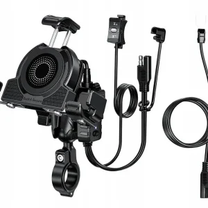 Aluminiowy uchwyt motocyklowy antywibracyjny indukcyjna +USB-C +pilot BT Wyprzedaż