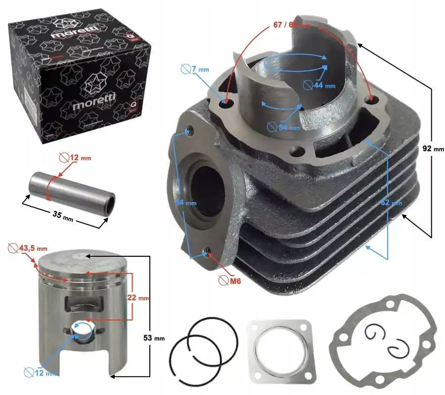 Cylinder Moretti do skutera 2T 60cc Dio Tani